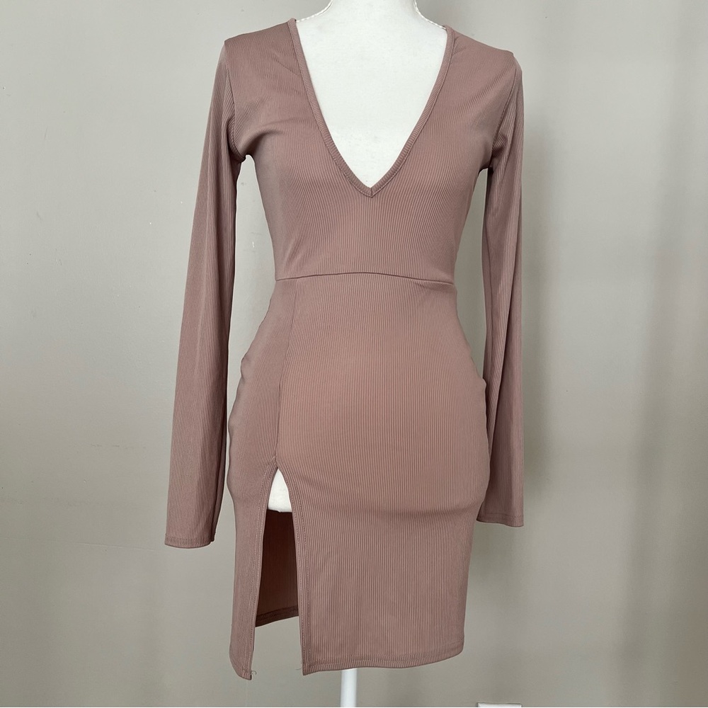 PrettyLittleThing Mauve Long Sleeve Dress